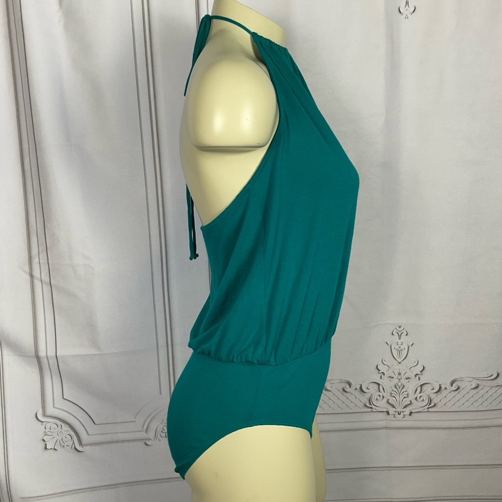 Express One Eleven Halter Bodysuit Teal Blue Super Soft One Piece Medium - Picture 4 of 7